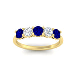 Load image into Gallery viewer, 1.50-carat-five-stone-diamond-and-sapphire-wedding-band-in-yellow-gold-FDENS141ROBGSABLANGLE3-1.50CT-NL-YG