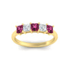 Load image into Gallery viewer, 1.50-carat-princess-cut-five-stone-pink-sapphire-wedding-ring-in-yellow-gold-fdwb8008prgsadrpiangle5-1.50ct-nl-yg.jpg