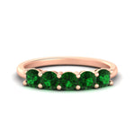 Load image into Gallery viewer, 1.50-carat-round-5-stone-emerald-wedding-ring-in-rose-gold-FDENS141ROBGEMGR-1.50CT-NL-RG