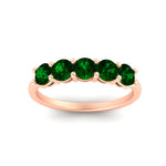 Load image into Gallery viewer, 1.50-carat-round-5-stone-emerald-wedding-ring-in-rose-gold-FDENS141ROBGEMGRANGLE5-1.50CT-NL-RG