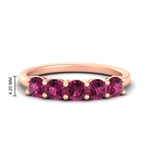 Load image into Gallery viewer, 1.50-carat-round-5-stone-pink-sapphire-wedding-ring-in-rose-gold-FDENS141ROBGSADRPI-1.50CT-NL-RG-HW