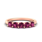 Load image into Gallery viewer, 1.50-carat-round-5-stone-pink-sapphire-wedding-ring-in-rose-gold-FDENS141ROBGSADRPI-1.50CT-NL-RG