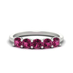 Load image into Gallery viewer, 1.50-carat-round-5-stone-pink-sapphire-wedding-ring-in-white-gold-FDENS141ROBGSADRPI-1.50CT-NL-WG