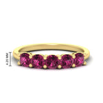 Load image into Gallery viewer, 1.50-carat-round-5-stone-pink-sapphire-wedding-ring-in-yellow-gold-FDENS141ROBGSADRPI-1.50CT-NL-YG-HW