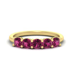 Load image into Gallery viewer, 1.50-carat-round-5-stone-pink-sapphire-wedding-ring-in-yellow-gold-FDENS141ROBGSADRPI-1.50CT-NL-YG