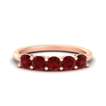 Load image into Gallery viewer, 1.50-carat-round-5-stone-ruby-wedding-ring-in-rose-gold-FDENS141ROBGRUDR-1.50CT-NL-RG