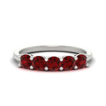 Load image into Gallery viewer, 1.50-carat-round-5-stone-ruby-wedding-ring-in-white-gold-FDENS141ROBGRUDR-1.50CT-NL-WG
