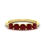 Load image into Gallery viewer, 1.50-carat-round-5-stone-ruby-wedding-ring-in-yellow-gold-FDENS141ROBGRUDR-1.50CT-NL-YG