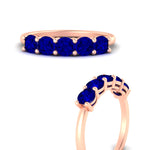 Load image into Gallery viewer, 1.50-carat-round-5-stone-sapphire-wedding-ring-in-rose-gold-FDENS141ROBGSABLANGLE3-1.50CT-NL-RG