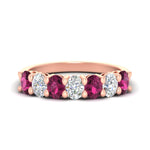 Load image into Gallery viewer, 1.50-carat-seven-stone-oval-pink-sapphire-anniversary-band-in-rose-gold-fdwb8008ovgsadrpisleep-1.50ct-nl-rg