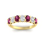 Load image into Gallery viewer, 1.50-carat-seven-stone-oval-pink-sapphire-anniversary-band-in-yellow-gold-fdwb8008ovgsadrpiangle5-1.50ct-nl-yg