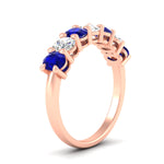 Load image into Gallery viewer, 1.50-carat-seven-stone-oval-sapphire-anniversary-band-in-rose-gold-fdwb8008ovgsablangle2-1.50ct-nl-rg