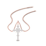 Load image into Gallery viewer, 1.50-carat-womens-diamond-cross-pendant-necklace-in-rose-gold-FDPD10867-NL-RG