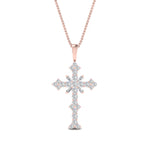 Load image into Gallery viewer, 1.50-carat-womens-diamond-cross-pendant-necklace-in-rose-gold-FDPD10867ANGLE1-NL-RG