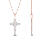 Load image into Gallery viewer, 1.50-carat-womens-diamond-cross-pendant-necklace-in-rose-gold-FDPD10867ANGLE2-NL-RG