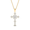 Load image into Gallery viewer, 1.50-carat-womens-diamond-cross-pendant-necklace-in-yellow-gold-FDPD10867ANGLE1-NL-YG