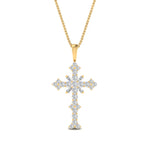 Load image into Gallery viewer, 1.50-carat-womens-diamond-cross-pendant-necklace-in-yellow-gold-FDPD10867ANGLE1-NL-YG