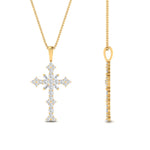 Load image into Gallery viewer, 1.50-carat-womens-diamond-cross-pendant-necklace-in-yellow-gold-FDPD10867ANGLE2-NL-YG