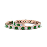 Load image into Gallery viewer, 10-ct.-diamond-tennis-bracelet-with-emerald-in-rose-gold-FDBRC8635ROGEMGRANGLE4-10.00_20CT-NL-RG