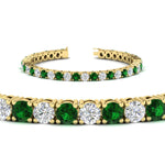 Load image into Gallery viewer, 10-ct.-diamond-tennis-bracelet-with-emerald-in-yellow-gold-FDBRC8635ROGEMGRANGLE2-10.00_20CT-NL-YG