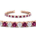 Load image into Gallery viewer, 10-ct.-diamond-tennis-bracelet-with-pink-sapphire-in-rose-gold-FDBRC8635ROGSADRPIANGLE2-10.00_20CT-NL-RG