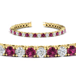 Load image into Gallery viewer, 10-ct.-diamond-tennis-bracelet-with-pink-sapphire-in-yellow-gold-FDBRC8635ROGSADRPIANGLE2-10.00_20CT-NL-YG