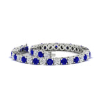 Load image into Gallery viewer, 10-ct.-diamond-tennis-bracelet-with-sapphire-in-white-gold-FDBRC8635ROGSABLANGLE4-10.00_20CT-NL-WG