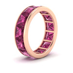 Load image into Gallery viewer, 10-ctw-channel-set-princess-cut-pink-sapphire-eternity-ring-in-rose-gold-FDEWB160PRGSADRPIANGLE2-10.00CT-NL-RG.jpg?v=1766128429
