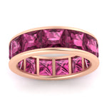 Load image into Gallery viewer, 10-ctw-channel-set-princess-cut-pink-sapphire-eternity-ring-in-rose-gold-FDEWB160PRGSADRPIANGLE5-10.00CT-NL-RG.jpg?v=1766128429