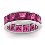 Load image into Gallery viewer, 10-ctw-channel-set-princess-cut-pink-sapphire-eternity-ring-in-white-gold-FDEWB160PRGSADRPIANGLE5-10.00CT-NL-WG.jpg?v=1766128429