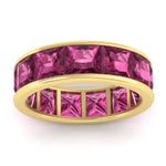 Load image into Gallery viewer, 10-ctw-channel-set-princess-cut-pink-sapphire-eternity-ring-in-yellow-gold-FDEWB160PRGSADRPIANGLE5-10.00CT-NL-YG.jpg?v=1766128429