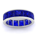Load image into Gallery viewer, 10-ctw-channel-set-princess-cut-sapphire-eternity-ring-in-white-gold-FDEWB160PRGSABLANGLE5-10.00CT-NL-WG.jpg?v=1766128429