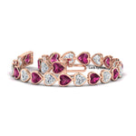 Load image into Gallery viewer, 12-50-ct-bezel-tennis-bracelet-heart-shaped-diamond-with-pink-sapphire-in-rose-gold-fdbrc10581htgsadrpiangle2-12-50-ct-nl-rg