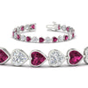 Load image into Gallery viewer, 12-50-ct-bezel-tennis-bracelet-heart-shaped-diamond-with-pink-sapphire-in-white-gold-fdbrc10581htgsadrpiangle2-12-50-ct-nl-wg
