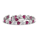 Load image into Gallery viewer, 12-50-ct-bezel-tennis-bracelet-heart-shaped-diamond-with-pink-sapphire-in-white-gold-fdbrc10581htgsadrpiangle2-12-50-ct-nl-wg