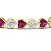 Load image into Gallery viewer, 12-50-ct-bezel-tennis-bracelet-heart-shaped-diamond-with-pink-sapphire-in-yellow-gold-fdbrc10581htgsadrpiangle2-12-50-ct-nl-yg