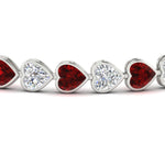 Load image into Gallery viewer, 12-50-ct-bezel-tennis-bracelet-heart-shaped-diamond-with-ruby-in-white-gold-fdbrc10581htgrudrangle2-12-50-ct-nl-wg