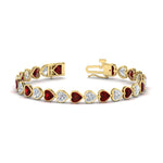 Load image into Gallery viewer, 12-50-ct-bezel-tennis-bracelet-heart-shaped-diamond-with-ruby-in-yellow-gold-fdbrc10581htgrudrangle2-12-50-ct-nl-yg