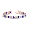 Load image into Gallery viewer, 12-50-ct-bezel-tennis-bracelet-heart-shaped-diamond-with-sapphire-in-rose-gold-fdbrc10581htgsablangle2-12-50-ct-nl-rg