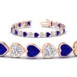 Load image into Gallery viewer, 12-50-ct-bezel-tennis-bracelet-heart-shaped-diamond-with-sapphire-in-rose-gold-fdbrc10581htgsablangle2-12-50-ct-nl-rg