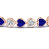 Load image into Gallery viewer, 12-50-ct-bezel-tennis-bracelet-heart-shaped-diamond-with-sapphire-in-rose-gold-fdbrc10581htgsablangle2-12-50-ct-nl-rg