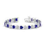 Load image into Gallery viewer, 12-50-ct-bezel-tennis-bracelet-heart-shaped-diamond-with-sapphire-in-white-gold-fdbrc10581htgsablangle2-12-50-ct-nl-wg