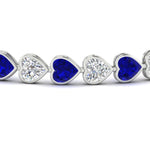 Load image into Gallery viewer, 12-50-ct-bezel-tennis-bracelet-heart-shaped-diamond-with-sapphire-in-white-gold-fdbrc10581htgsablangle2-12-50-ct-nl-wg