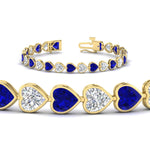 Load image into Gallery viewer, 12-50-ct-bezel-tennis-bracelet-heart-shaped-diamond-with-sapphire-in-yellow-gold-fdbrc10581htgsablangle2-12-50-ct-nl-yg