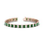 Load image into Gallery viewer, 14-ct-emerald-cut-emerald-tennis-diamond-bracelet-in-rose-gold-FDBRC10449EMGEMGR-14.00CT-NL-RG.jpg