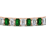 Load image into Gallery viewer, 14-ct-emerald-cut-emerald-tennis-diamond-bracelet-in-rose-gold-FDBRC10449EMGEMGRANGLE5-14.00CT-NL-RG.jpg