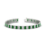 Load image into Gallery viewer, 14-ct-emerald-cut-emerald-tennis-diamond-bracelet-in-white-gold-FDBRC10449EMGEMGR-14.00CT-NL-WG.jpg