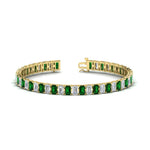 Load image into Gallery viewer, 14-ct-emerald-cut-emerald-tennis-diamond-bracelet-in-yellow-gold-FDBRC10449EMGEMGR-14.00CT-NL-YG.jpg