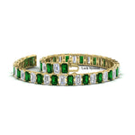 Load image into Gallery viewer, 14-ct-emerald-cut-emerald-tennis-diamond-bracelet-in-yellow-gold-FDBRC10449EMGEMGRANGLE4-14.00CT-NL-YG.jpg