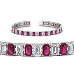 Load image into Gallery viewer, 14-ct-emerald-cut-pink-sapphire-tennis-diamond-bracelet-in-white-gold-FDBRC10449EMGSADRPIANGLE2-14.00CT-NL-WG.jpg